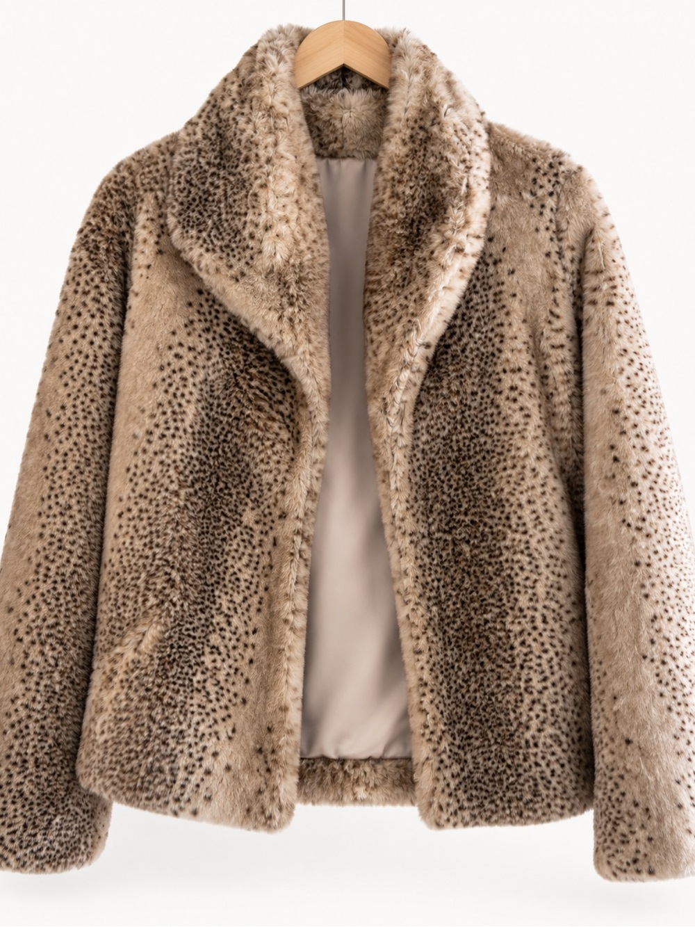 Faux Fur Lynx Animal Print Jacket Coat